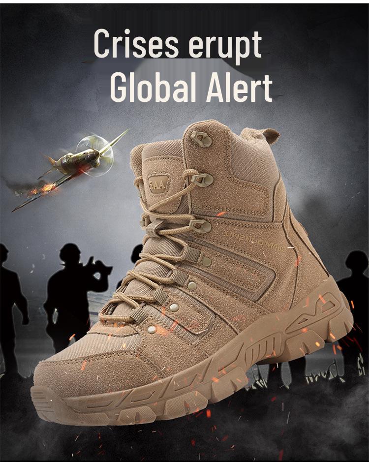Men's Breathable Mid-Top Tactical Hiking Boots - Wear-Resistant, Large Size Military Duty Footwear