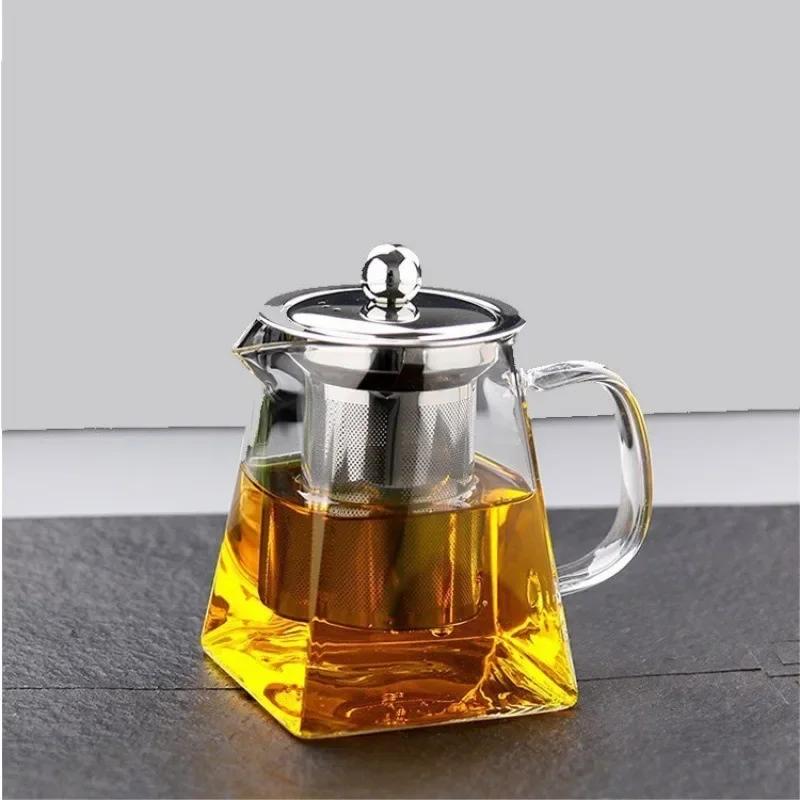 350/550/750ML Glass Teapot with Infuser Clear Heat Resistant High Borosilicate Glass Teapot Office Home Summer Winter Drinkware