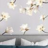 Serene White Magnolia Wall Sticker Self-Adhesive Removable for Living Room Bedroom Entryway Home Decor