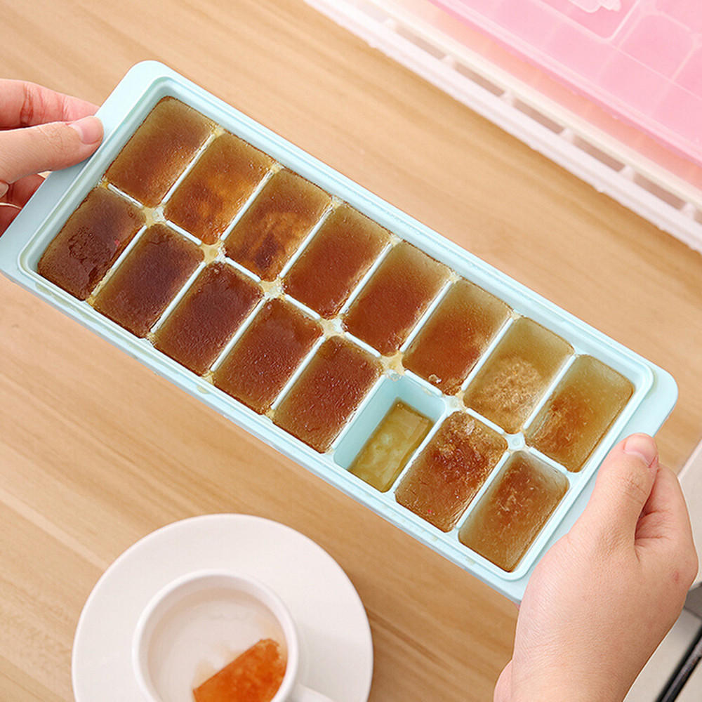 16 Cavity Ice  Tray Box With Lid Cover Drink Jelly Freezer Mold Mould Maker