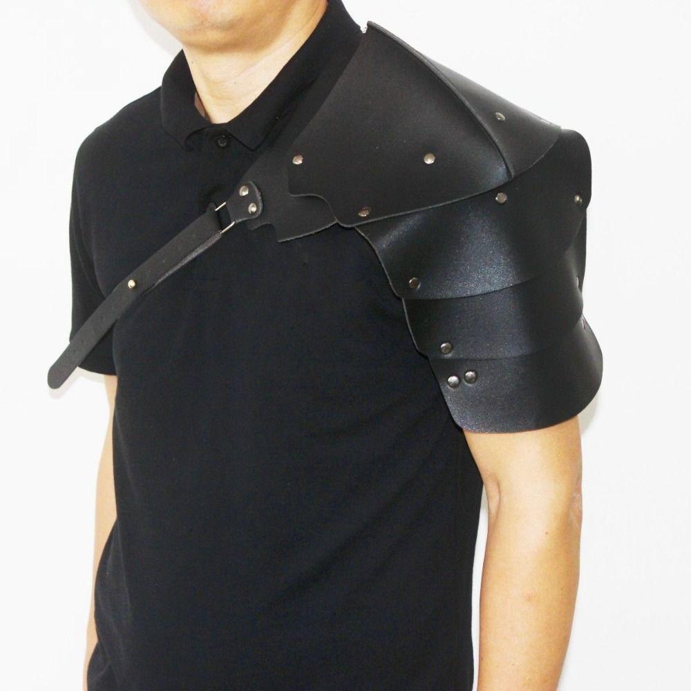 Cloak Leather Harness Black PU Leather Pu Shoulder Armor Medieval Viking Guards  Medieval Cosplay
