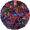 50pcs Neon Small Fresh Stickers Cross-border Creative Small Fresh Ins Wind Neon Stickers Personalized Graffiti Stickers