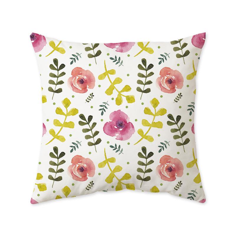 Sofa Bedroom Living Room Back Pillow Cover Small Fresh Green Leaf Plant Pillow Cushion Cover