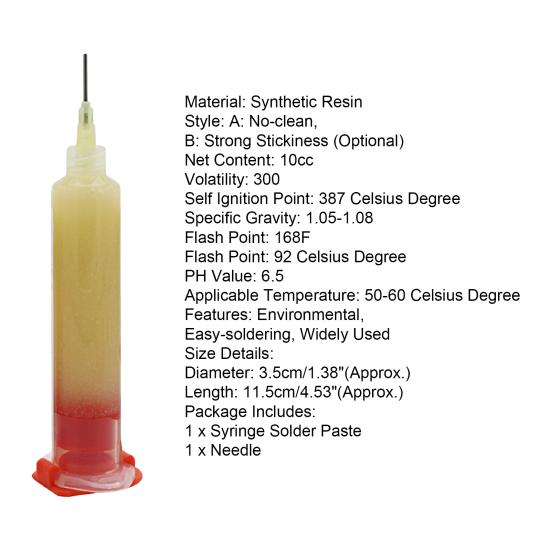 1 Set 10cc Syringe Solder Paste Environmental Low Residue No-clean Strong Stickiness Easy-soldering BGA Reballing with Syringe Needle Soldering Flux