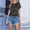 Top casual alla moda da donna con stampa vintage Blusa casual alla moda da donna con stampa a pois