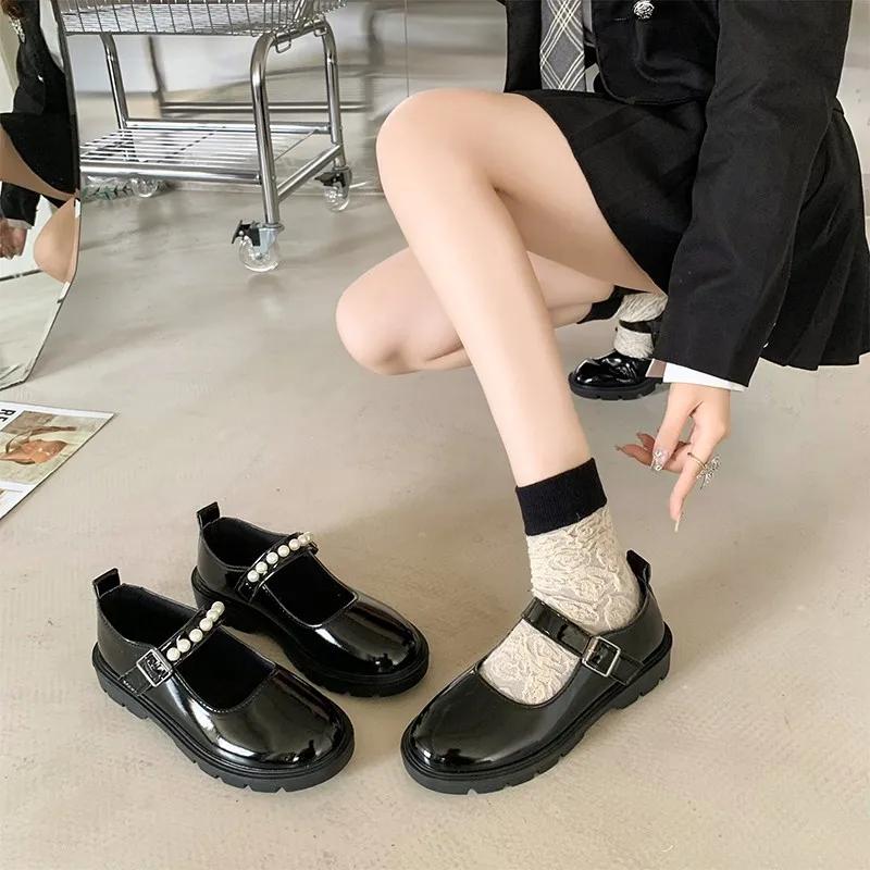 Fashion Mary Janes Shoes Women 6cm Heels Platform Lolita White Women's Shoes School Student College Sweet Low Heel Women Zapatos Mujer