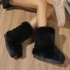 Fashion Winter Women Fluffy Faux Fox Fur Boots Woman Plush Warm Snow Boots Luxury Footwear Girls Furry Fur Bottes Fashion Winter Shoe