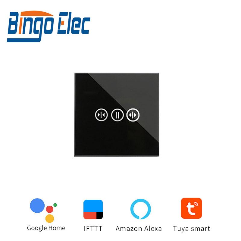 Bingoelec Smart WIFI Touch Curtain Switch Alexa Tuya Control Wall Switch 86*86mm&Eu Standard чёрный