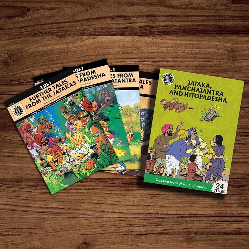 Jataka, Panchatantra, Hitopadesha Collection: Book Set Indian History, Folktales & Humor Cultural Stories for Kids & Adults Illustrated Children