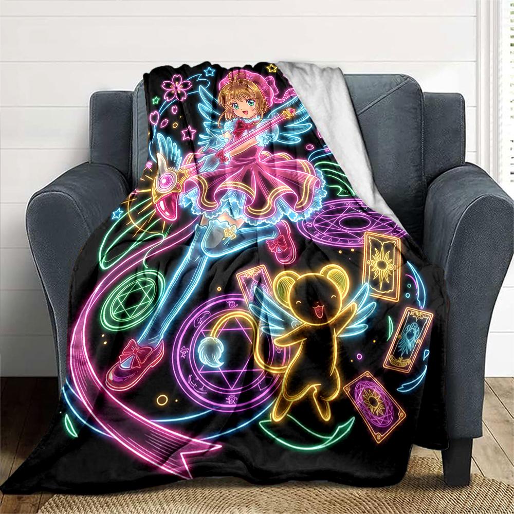 Sakura Kinomoto Print Flannel Blanket High Quality Warm Comfortable Cover for All Seasons Perfect for Gifts Home Decor