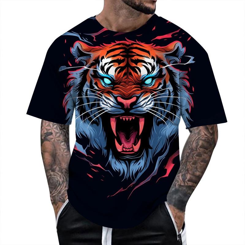 Summer Trend Short Sleeved 3D Digital Printed Animal Loose T-shirt Top