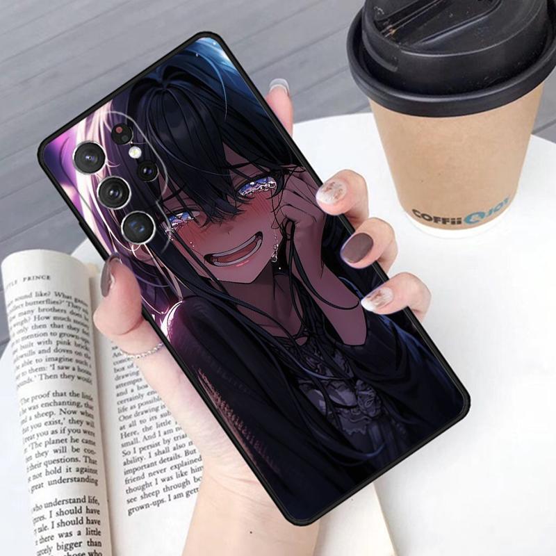 Sad Anime Girl Phone Case Cover For Samsung Galaxy S24 S25 Ultra S21 S22 Ultra S10E Note 10 Plus Note 20 FE S23