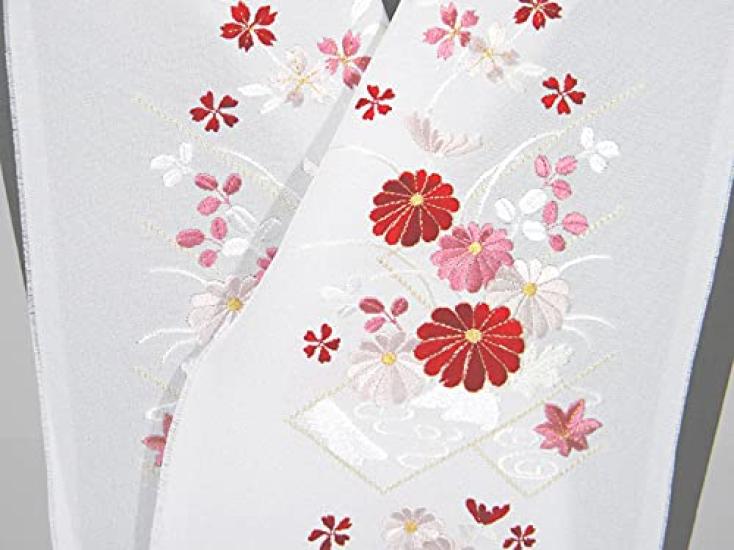 [Hinoya] Demi-col brodé, Mélange de soie, pour Kimono Furisode, Rouge, Fabriqué au Japon, pour la Cérémonie de la Majorité