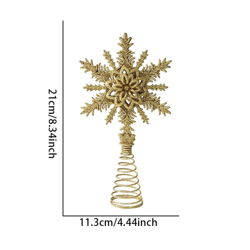 1Pc Gold Stamping Christmas Metal Exquisite Tree Top Star Party Decoration Snowflake Glitter Christmas Decoration