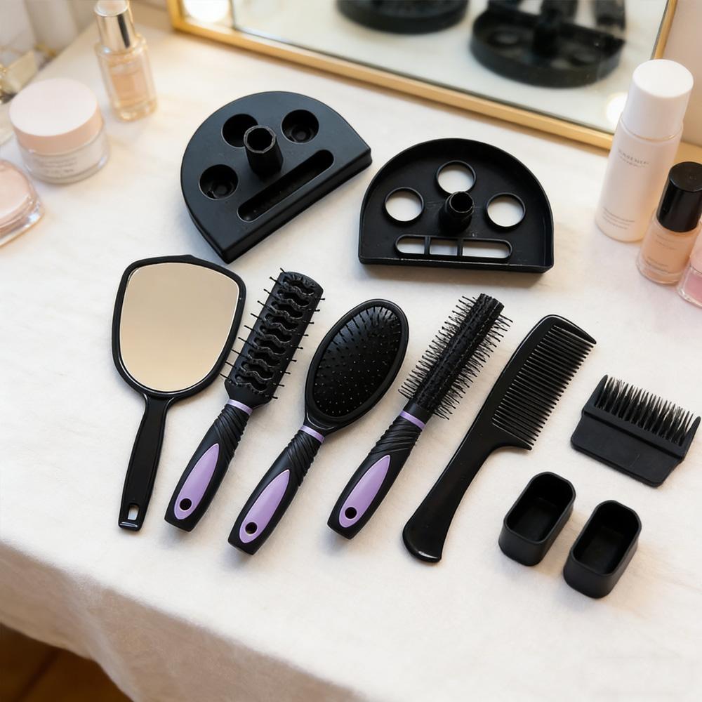 

Best Seller 5 Pcs Mirror Comb Set with Base - Hair Grooming Styling Tools for Men Women Home Salon