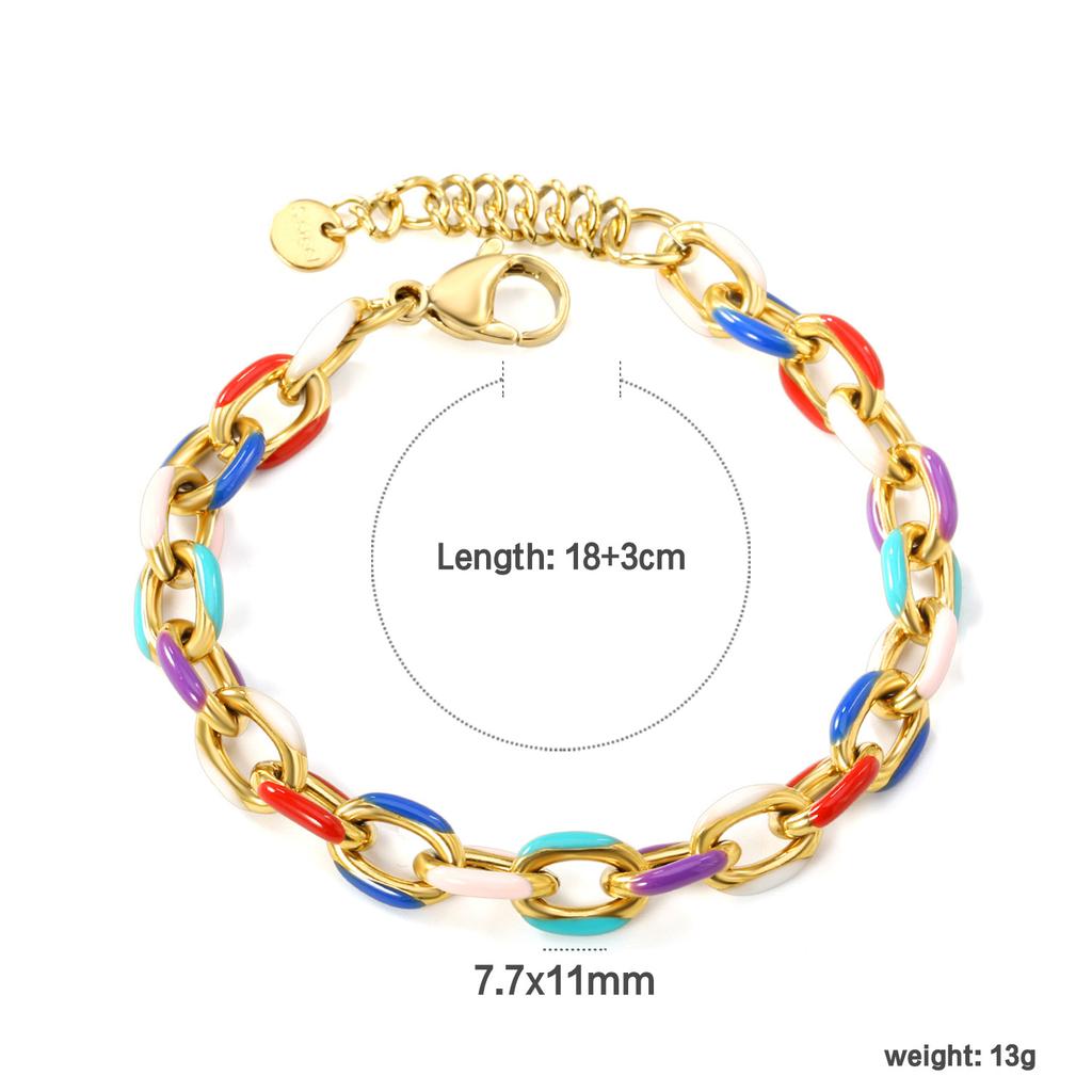 Stainless Steel Bracelet Metal Thick Chain 18K Gold Plated Bracelet Jewelry