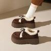 Autumn and winter new fleece thickened lace-up Birkenstocks cotton shoes fashionable small thick-soled heightening snow boots