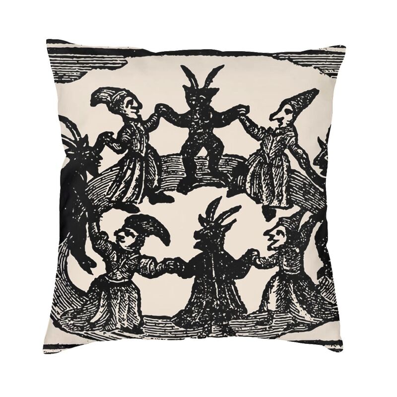 M Witch In Black Square Pillowcover Home Decor Occult Witchy Magic Cushions Throw Pillow For Car Double-Sided Printing
