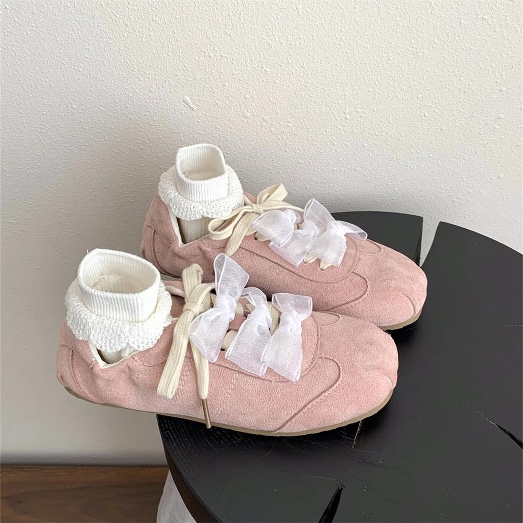 Fashion Fashion Sweet Bow Flat Casual Shoes 2025 Spring Ballet Style Fairy Fashion Shoes