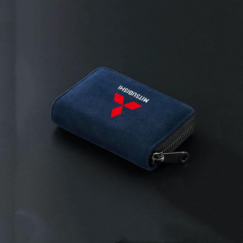 

Car Card Holder Wallet Leather Card Zipper Key Card Pouch Coin Purse for Mitsubishi Lancer Ralliart L200 Colt Outlander Pajero синий