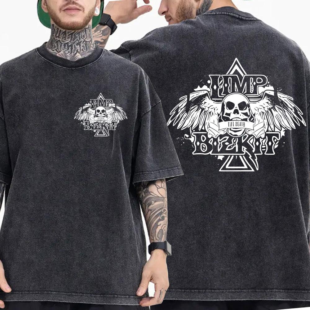 

Вінтажна випрана футболка рок-гурту Limp Bizkit Чоловічий Жіночий Одяг Мода Хіп-хоп Готика Оверсайз Футболка з коротким рукавом Вуличний одяг M