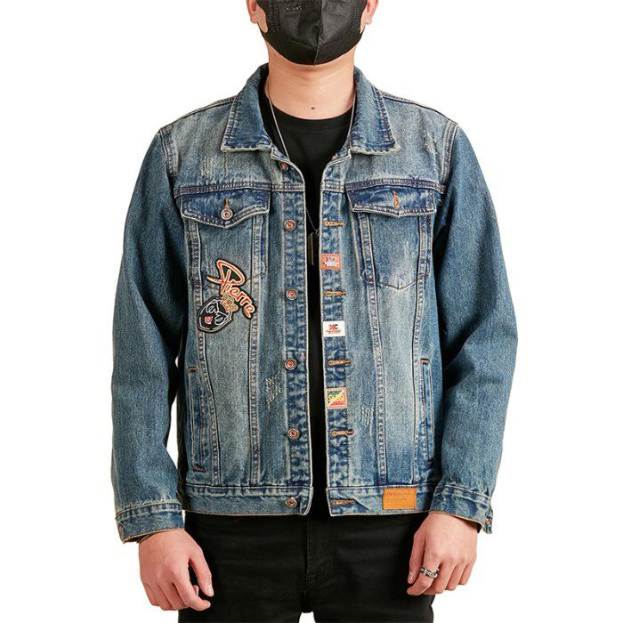 Xintang Mens Retro Heavy Industry Denim Jacket – High Street Turn-Down Collar Shirt Jacket 2025, American Loose Fit Top