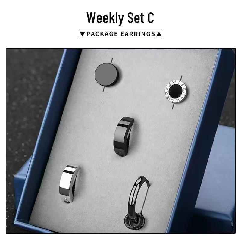 

2023 Мужские модные серьги-гвоздики из титановой стали в корейском стиле и набор каффов для ушей