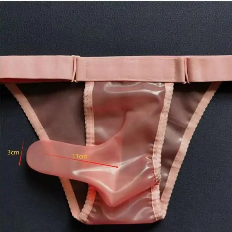 Herren Sexy Latex Unterhose Nahtlos Physiologische Kugel-Trennung Höschen Fetisch Latex Durchsichtige Slips Sissy Erotische Dessous