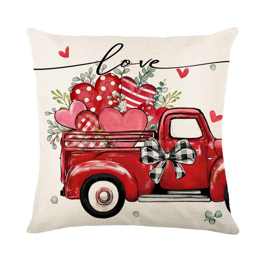 Pillowcase Valentine's Day Linen Print Sofa Decorative Cushion Cover