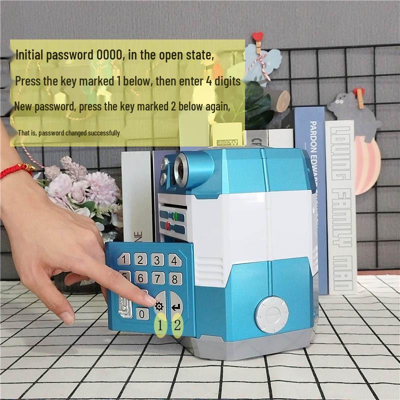 Adjustable Volume Face Recognition Piggy Bank with Password and Automatic Money Rolling for Kids