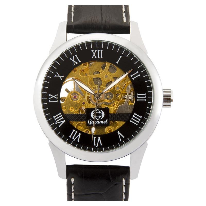 GUCAMEL Módní mechanické hodinky s římskými číslicemi, duté mechanické pánské hodinky, pánské hodinky