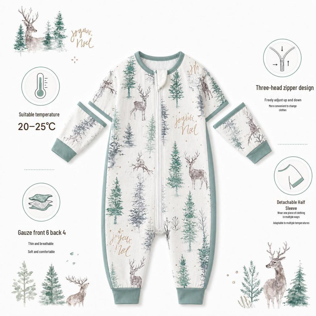 Bamboo Cotton Baby Sleeper: Split-Leg, Lightweight, Anti-Kick, All-Season Pajamas