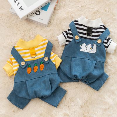 Autumn and Winter Carrot Polar Bear Embroidered Dog Overalls Medium and Small Dog Four-legged Clothes Cat Pet Clothing