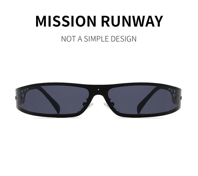 Y2K Punk One-Piece Sunglasses for Men & Women - Trendy European & American Style with Hollow Carved Temples