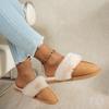 Fall/Winter Solid Color Deerskin Fleece Large Wool Warm Cotton Slippers Round Toe Deep Mouth Soft Sole Non-slip Flats