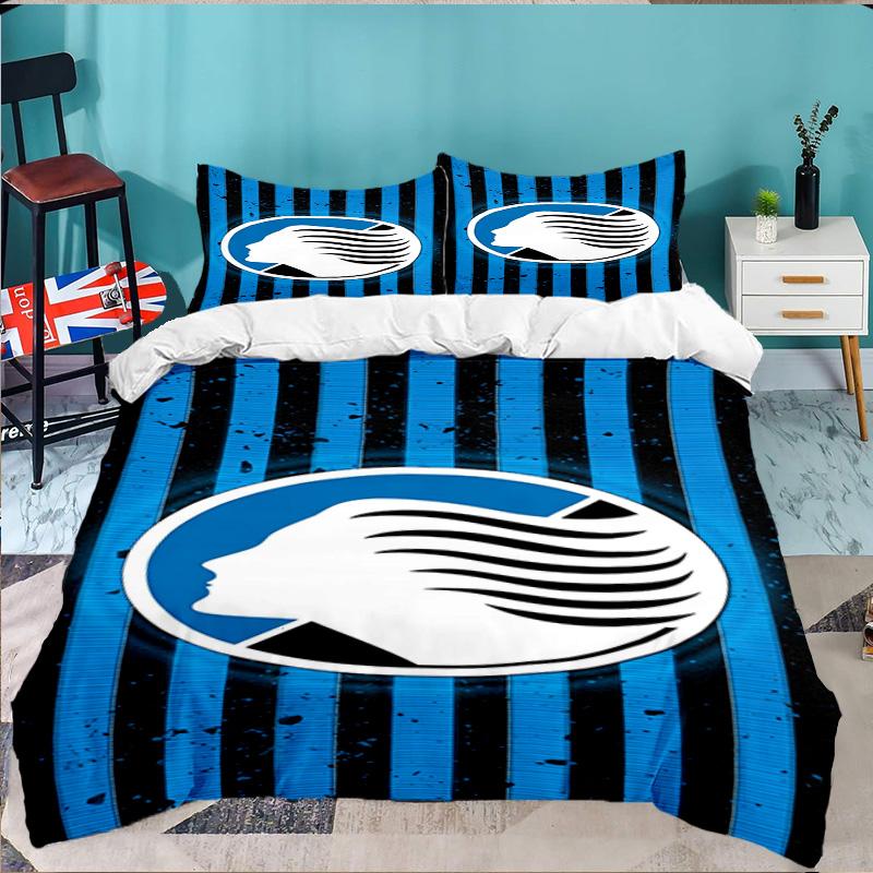 Set de așternut Atlanta Football Club 3 bucăți, Ideal pentru 1 husă de pilotă și 2 fețe de pernă, Perfect pentru cadou pentru fani, Ideal pentru dormitor, Cămin