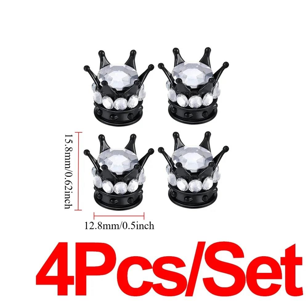 Crown Design Diamond Tire Caps Car Valve Stem Decorative Covers Dustproof Tire Valve Stem Cap Valve Protectors Car Wheel Valve Stems 1