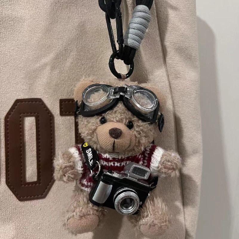 High-Value Bear Camera Keychain Bag Charm Backpack Pendant for Girls, Couples Gift, Ins Style