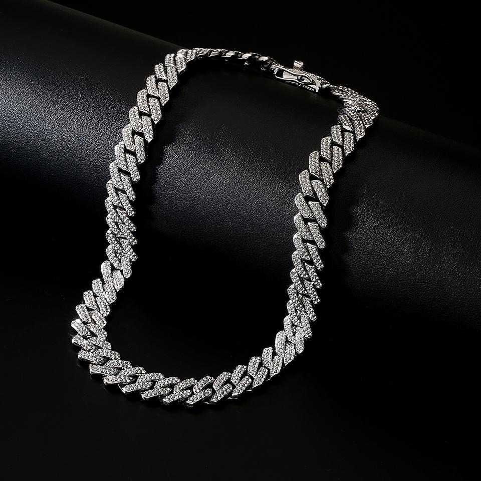 Yupsk 45/50CM Men Women Hip Hop Cuban Chain Iced Out Bling Rhinestone Necklace Hiphop Crystal Necklaces Fashion Jewelry