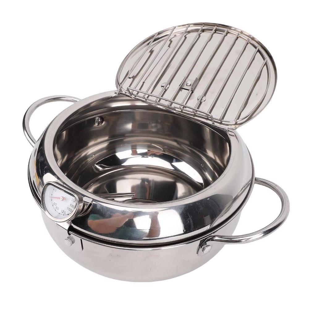 2.2/3.2/4.2L Deep Frying Pot with Thermometer Fryer Pot Mini Cooking Fryer  French Fries Frying