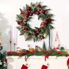 35cm Christmas Wreath with Pine Cypress & Bell - Door Hanging Decoration Pendant, Party Scene Ornament & Holiday Gift