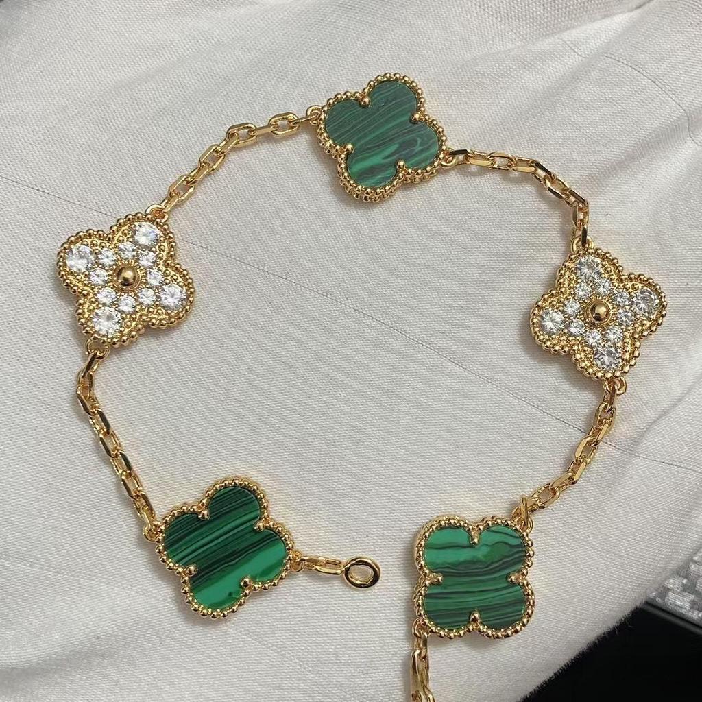 Nuova Versione Bracciale Quadrifoglio Cinque Fiori Agata Rossa Naturale Madreperla Bianca Bracciale da Donna Bracciale Laser