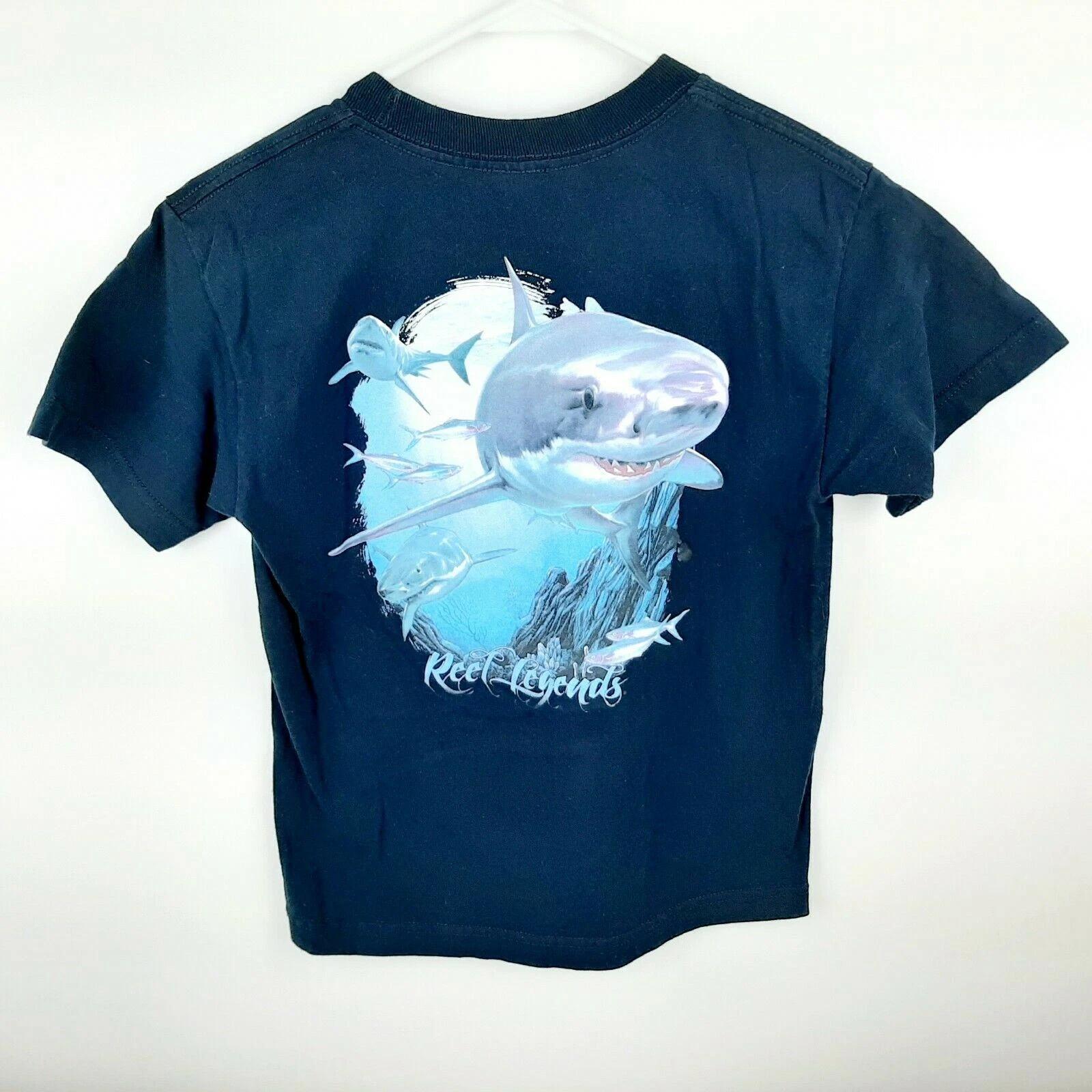 Reel Legends Sharks Boys Youth T-shirt Size Small Blue TO14 L