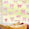 Pink Bow Holographic Window Stickers, Boho Iridescent Glass Decals for Girls Bedroom, Rainbow Window Clings for Bedroom and Shop Window Decor