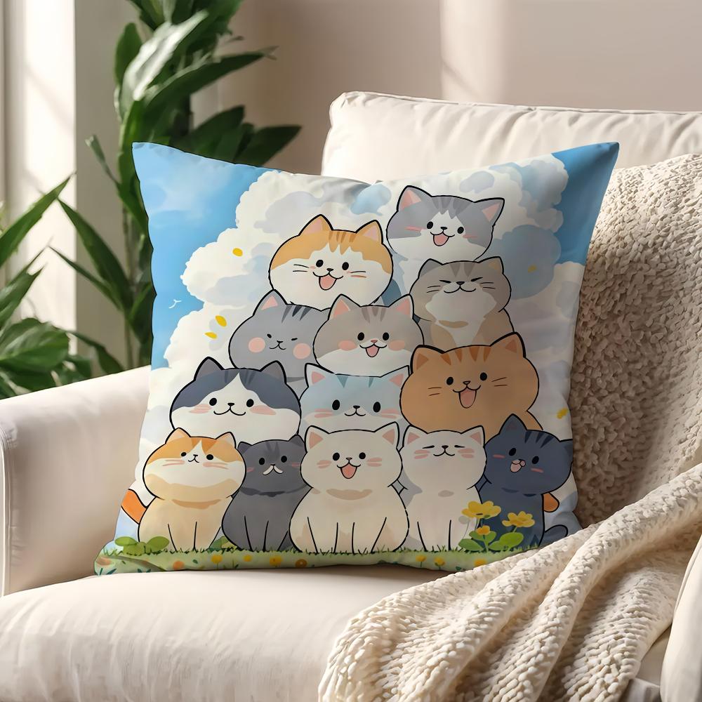 Cute Cat Mimi Cushion Cover For Pillow Printing Sofa Decoration Home Car Room Coffee Shop Office Nordic Simplicity