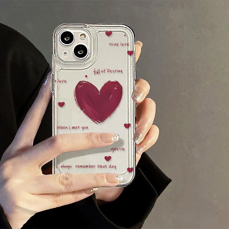 Simple English Love Applies To iPhone17promax Space Phone Case Apple 16 Transparent 15/14 Fine Hole X