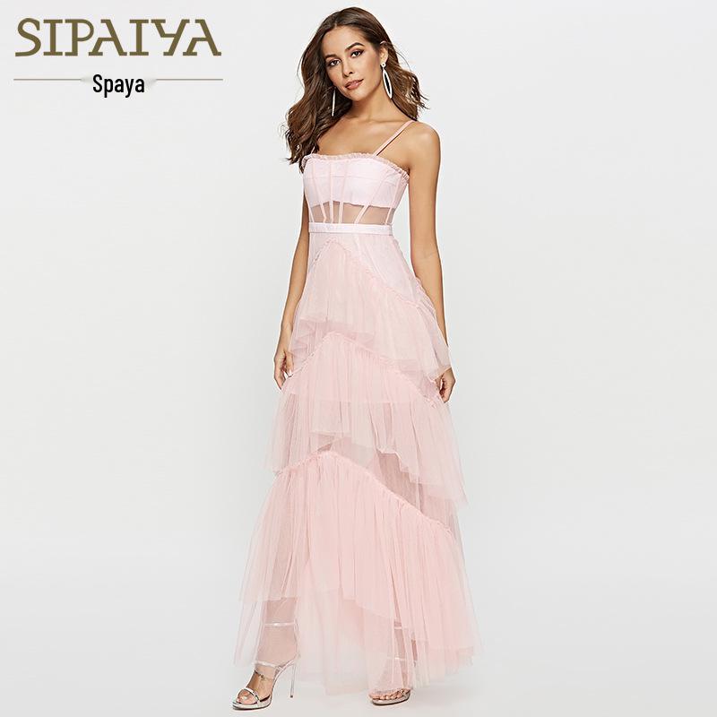 

Платье макси с лямками, облегающее талию, в летнем стиле феи Thirteen Lines - Женское пляжное платье-слинг для отпуска Medium розовый