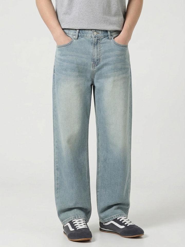 HANGTEN Men'S Elastic Waist Ultra Soft Wide Denim Pants_295(10570-055-404-10)
