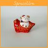 Wooden Maneki Neko Lucky Fish Ornament With Handcrafted Design For Office Decor And Giftgiving