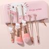 5-Piece Hello Kitty Makeup Brush Set (Women's Carrying Bag Included) - Cartoon Character Eyeshadow, Foundation, Blush, and Nose Contour Brushes 5Pcs
